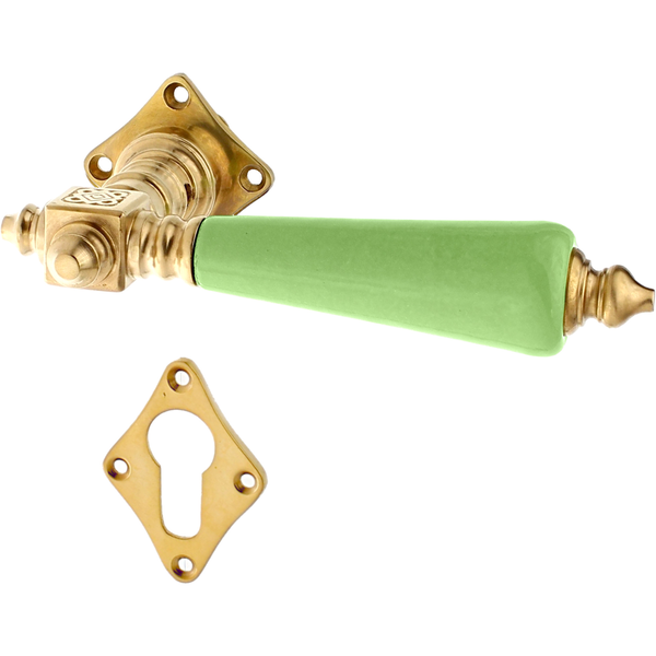 Türbeschlag aus Messing patiniert, matt gold, ergonomische Form