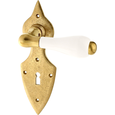 Türbeschlag Biedermeier aus Messing schlanke Form matt gold